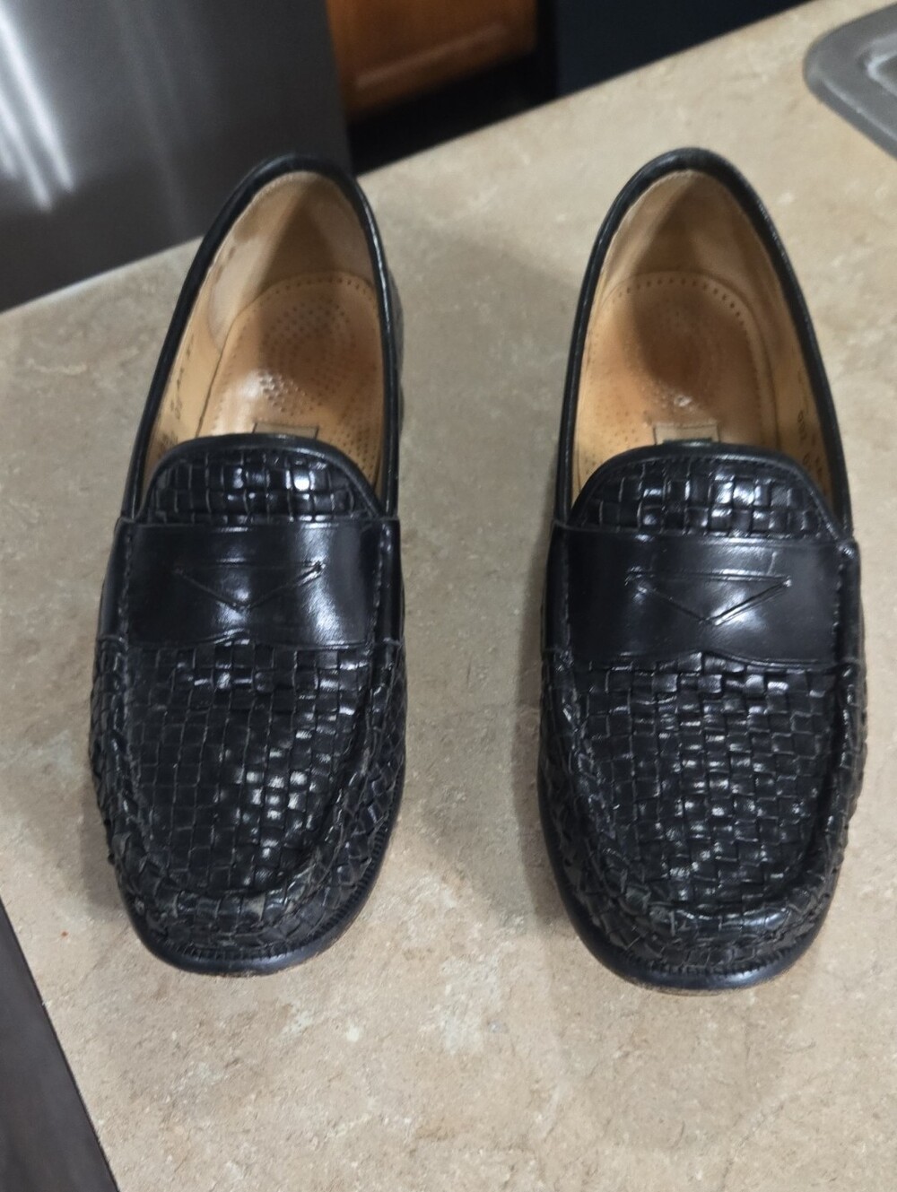 Cole Haan Vintage 90sWoven Leather Penny Loafers Black Women's Size 8AA Narrow
